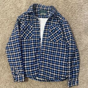 Blue plaid Sherpa shacket
